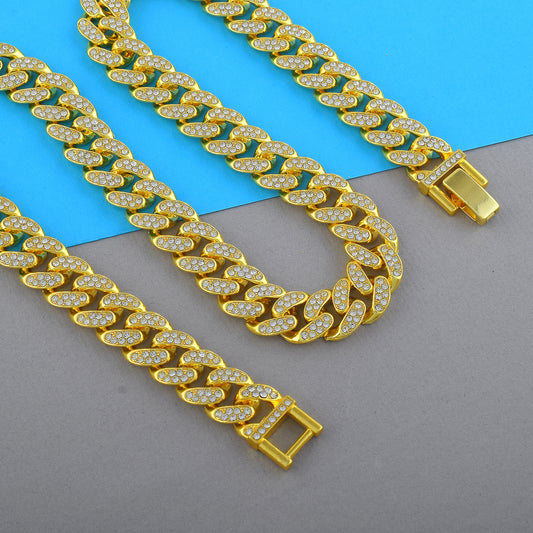 Brass 24KT Micron Gold plated Men’s Heavy Brass Cuban Link Necklace (NKKL7801)