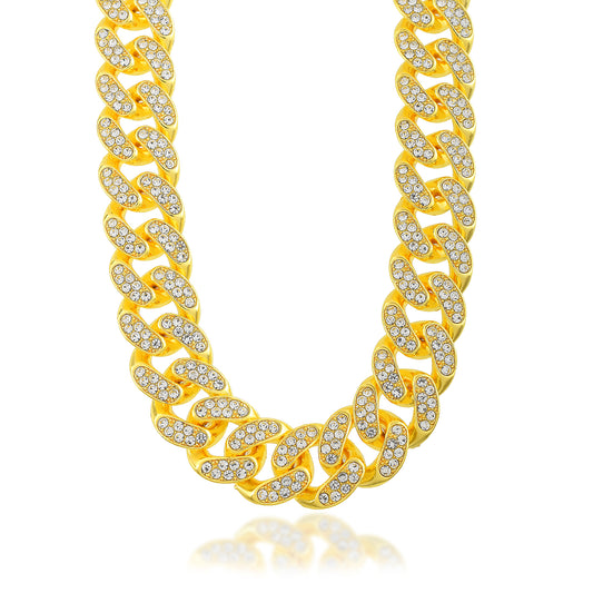 Brass 24KT Micron Gold plated Men’s Heavy Brass Cuban Link Necklace (NKKL7801)