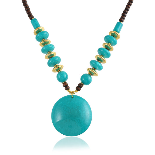 Natural Turquoise (Firoza) Pendant Set (NKSE3552)