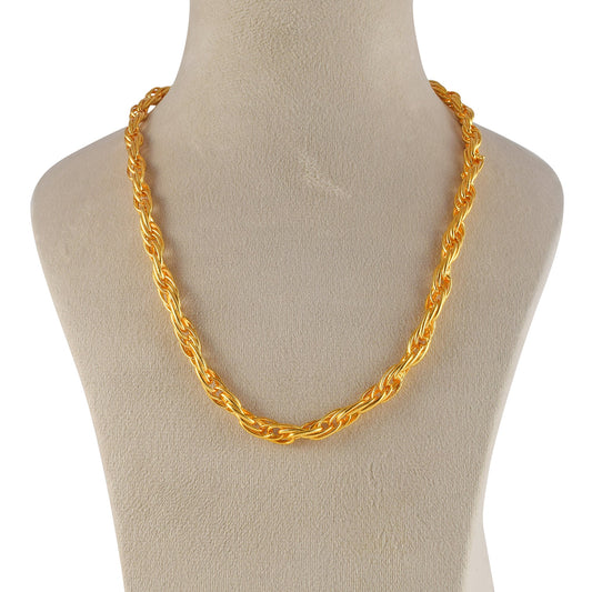 Brass Goldplated Textured Oval Link Fashion Necklace Chain