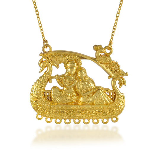 Micron Gold plated Radha Krishna in Jhoola pendant necklace (NKSV1738)