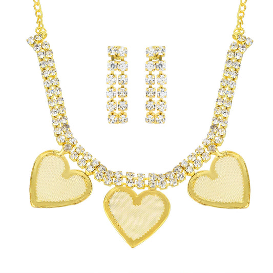 Brass Goldplated Heartshapes Fashion Luxe necklace set Women