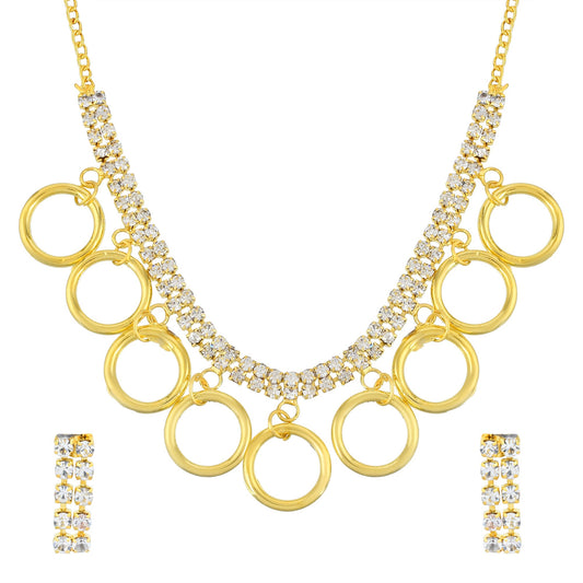 Goldplated Imitation Diamond Hollywood Fashion Luxe necklace set Women