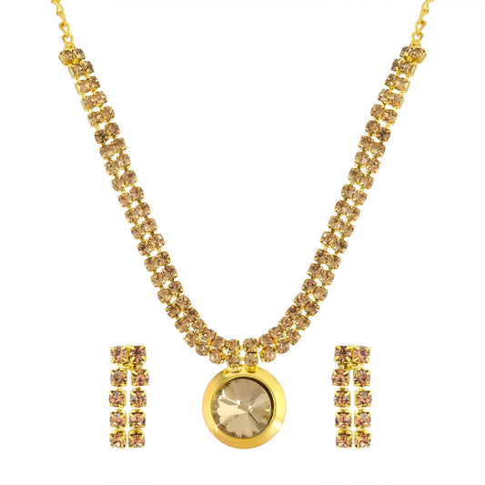 Micron Goldplated Imitation Diamond Luxe Fashion Designer necklace set Women