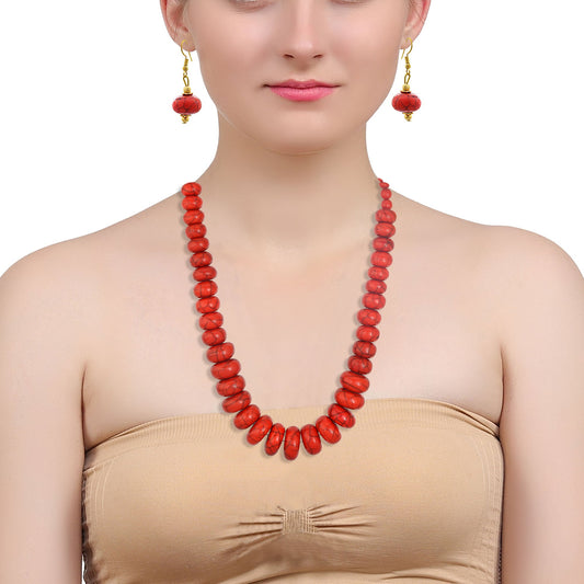 Faux Solid Ruby thick rondell "Kantha" Necklace set Wedding