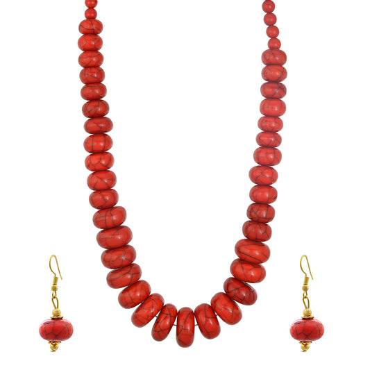 Faux Solid Ruby thick rondell "Kantha" Necklace set Wedding