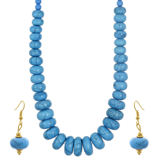 Faux Turquoise Firoza thick rondell Kantha Necklace set