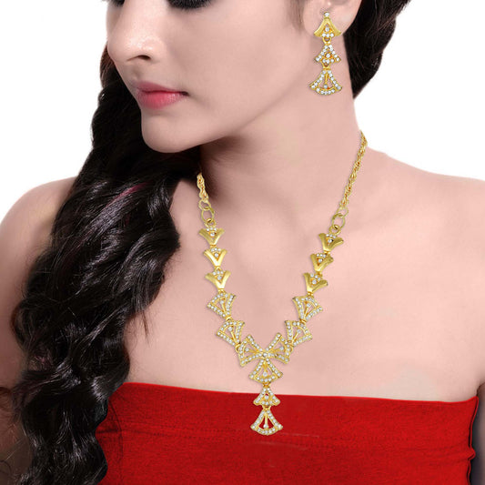 Gold plated CZ Stylish Necklace set Women