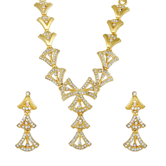 Gold plated CZ Stylish Necklace set Women