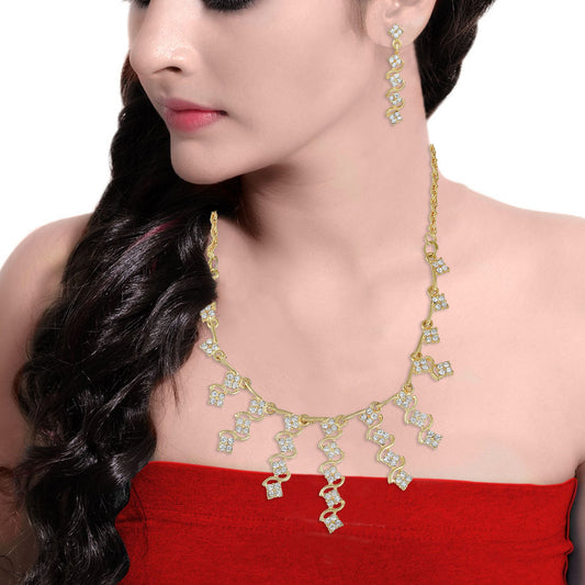 Gold plated CZ Dangler design Necklace set Women Stylish