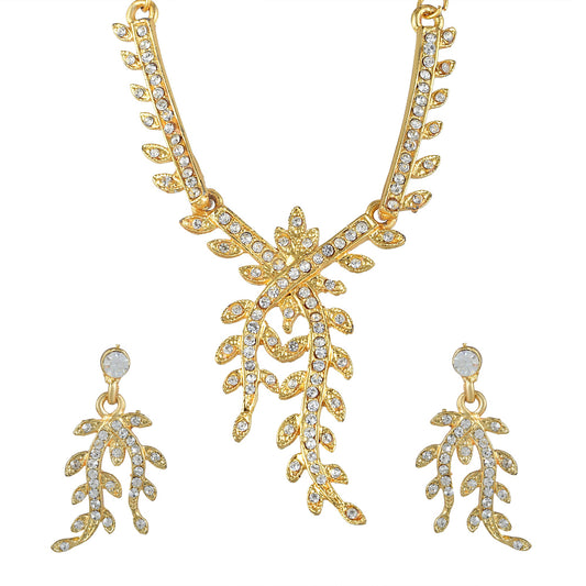 Gold plated CZ Floral design Necklace set Women