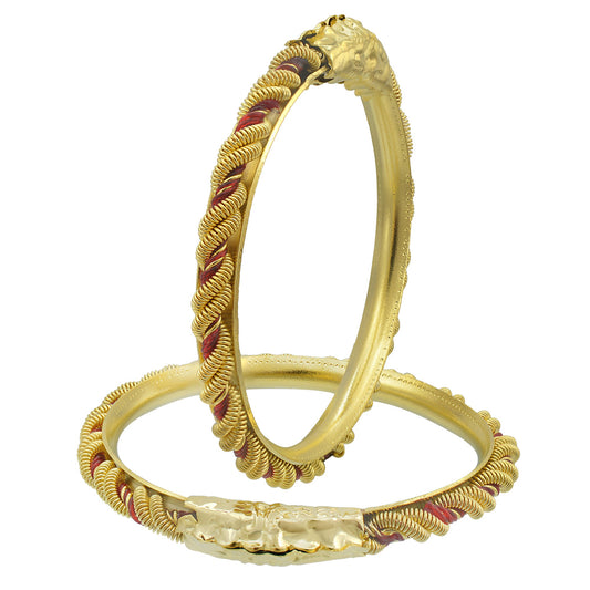 Gold Plated Red Bead Child Bangle Kids Kada Nazariya for Kids