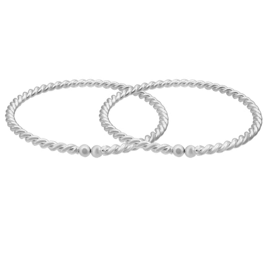 Silver Plated twited Wired Child Bangle Kids Kada Nazariya for Kids