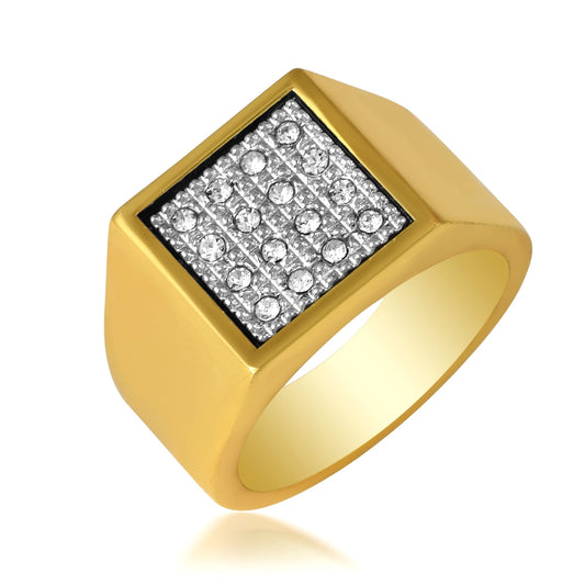 Micron Goldplated Imitation Diamond Men Wedding Fingerring (ORRM6597)