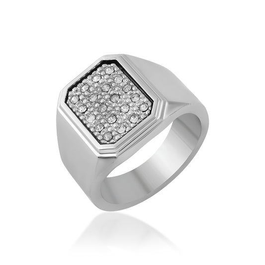 Stainless Steel Silver Moissanite Lab-Diamond Men finger ring (ORDM3688)