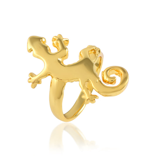 Brass Micron 24KT Gold Lizard finger ring (ORDM3701)