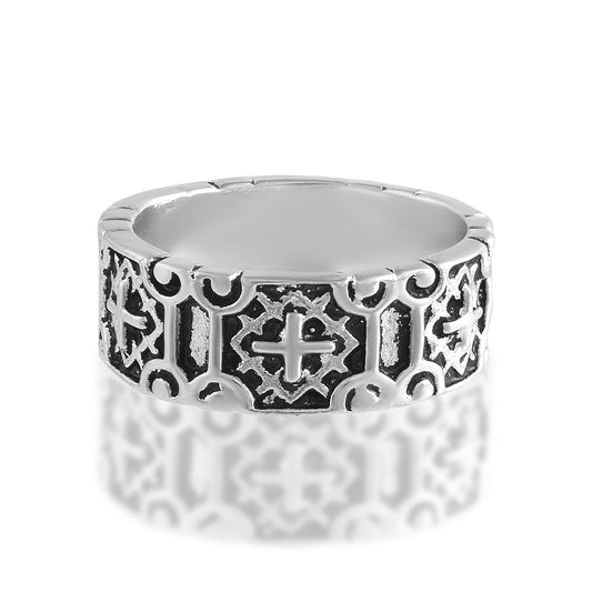 Brass Antique Silver Vintage Christian crucifix Cross Ring (ORDM3784)