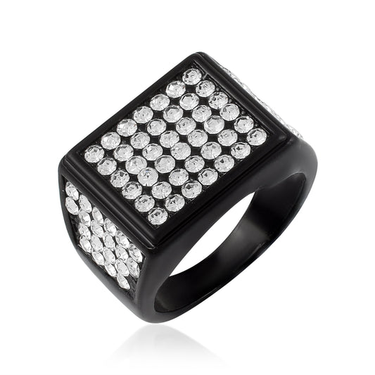 Brass Black Rhodium Coated CZ studded Stylish Fashion Finger ring