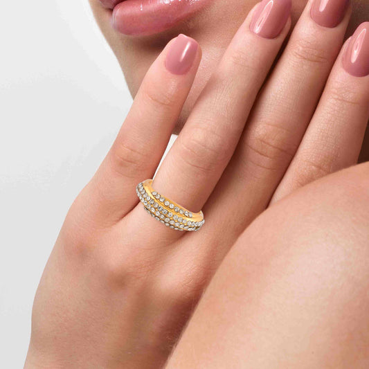 Brass Goldplated Imitation Diamond Challa Finger ring Women