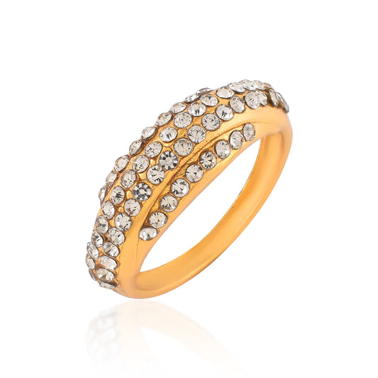 Brass Goldplated Imitation Diamond Challa Finger ring Women