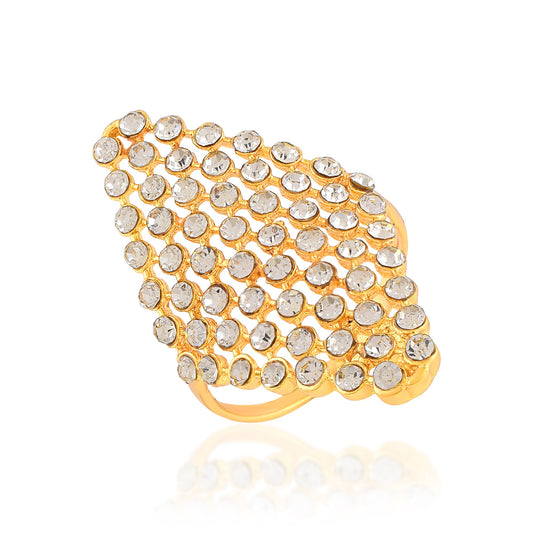 Brass Gold plated White Imitation Diamond Fashion finger ring Women