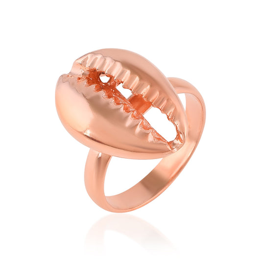 Brass Rose Goldplated Metal Cowrie Seep sea shell design Stylish Finger ring