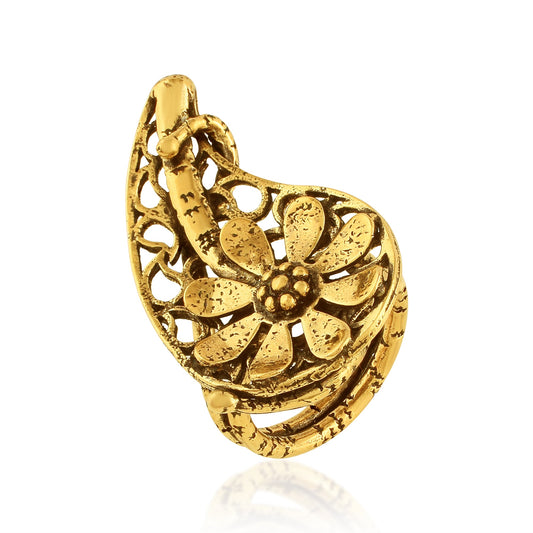 Goldplated Handmade Textured Women Ethnic Finger ring (ORGS5954)