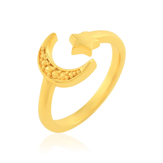 Brass Goldplated Moon Crecent and Star Chand tara Fashion Finger ring