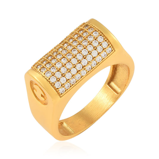 Micron Goldplated Imitation Dimaond Men Wedding Finger ring (ORHR7828)