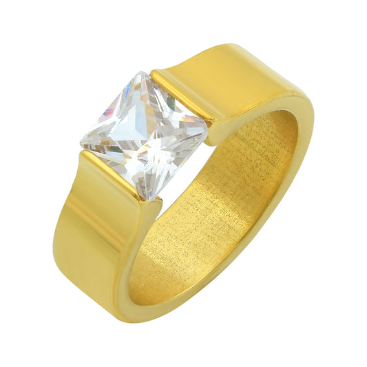 Goldplated Single Imitation Diamond Fingerring Men (ORJK2962)