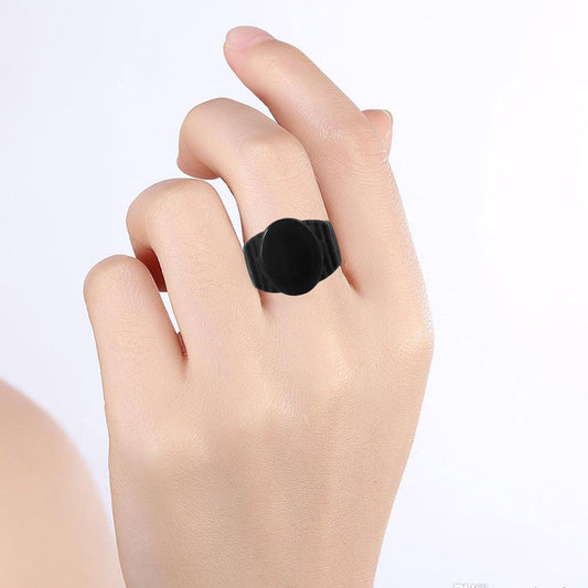 Brass Black Oval shape Evil protection Fashion finger ring Men