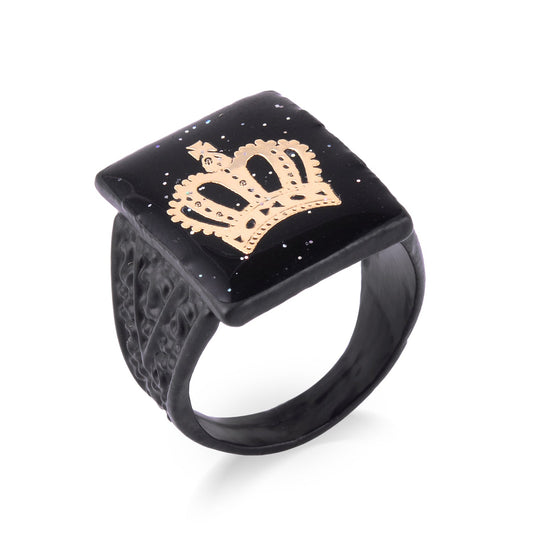 Black Brass Golden Kings Crown Fashion Finger ring Men (ORKL7679)