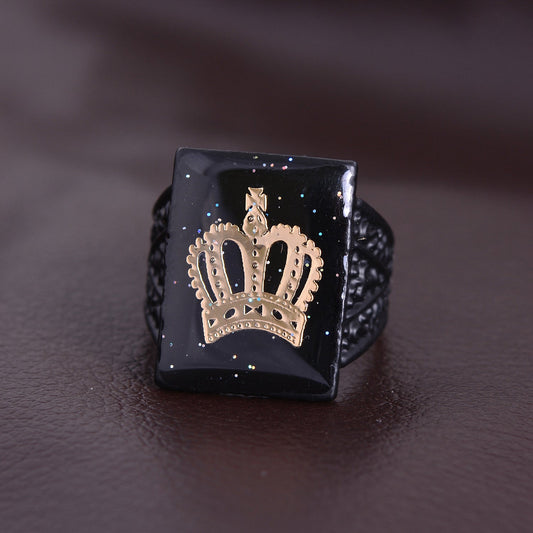 Black Brass Golden Kings Crown Fashion Finger ring Men (ORKL7679)