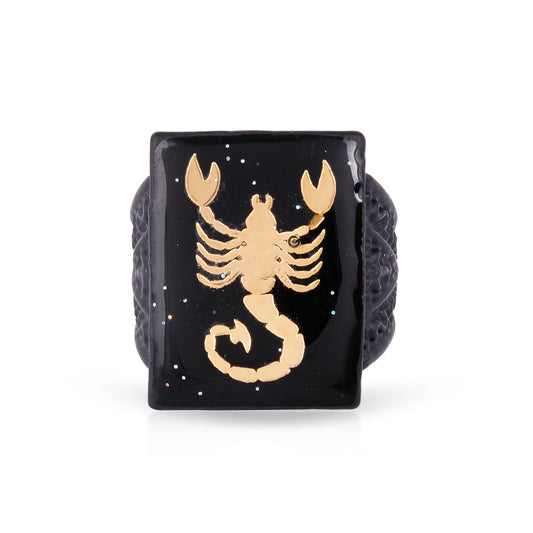 Black Brass Sun sign Scorpio Astrology Men Fingerring (ORKL7685)