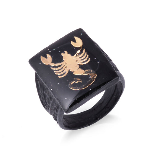 Black Brass Sun sign Scorpio Astrology Men Fingerring (ORKL7685)