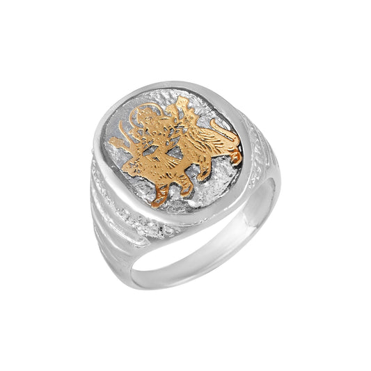 Silverplated Gold Engraved Sherawali Durga Fingerring