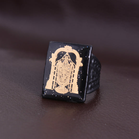 Black Brass Golden Tirupati Balaji Finger ring Men(ORKL7703)