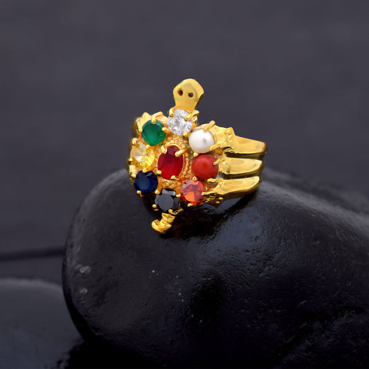 Goldplated Navratana Naugrah Kachua Men Fingerring