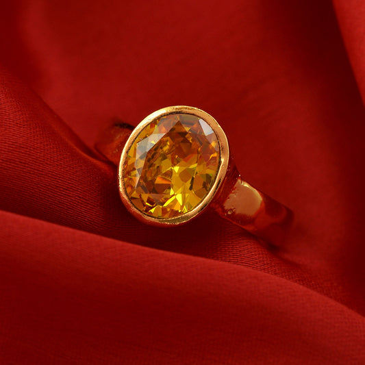 Goldplated Pukhraj Fingerring Men