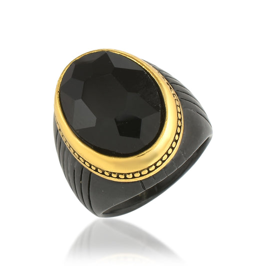 Goldplated Black Onyx Fingerring Men