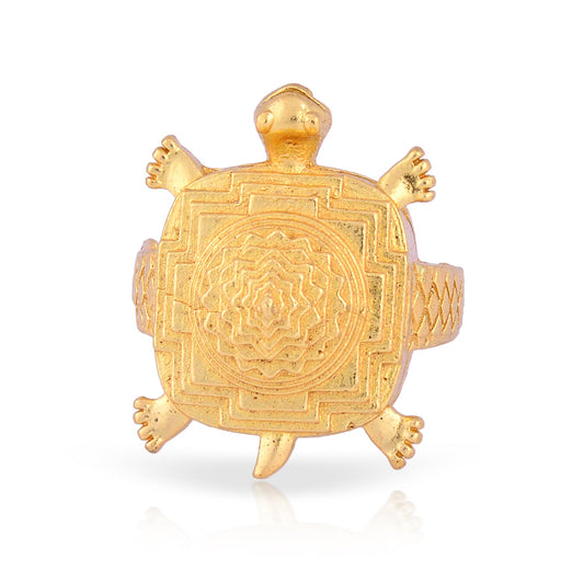 Goldplated Tortoise Meru Hindu Jewellery Finger ring (ORMI5710)