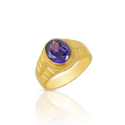 Brass Goldplated Faux Neelam Imitation Blue Sapphire Fingerring