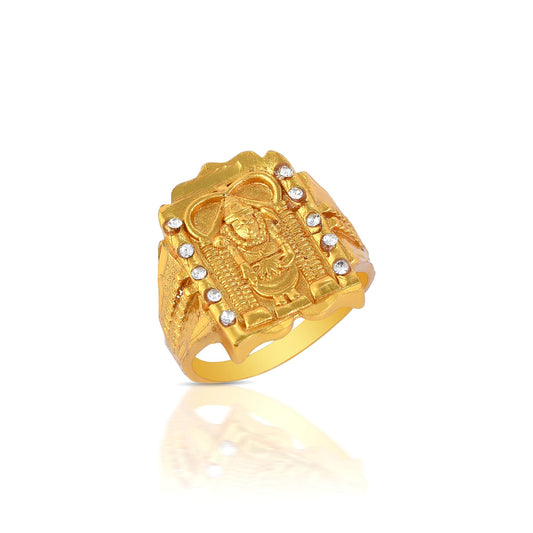 Goldplated CZ Hanuman Men Fingerring Hindu Jewellery