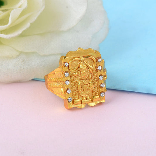 Goldplated CZ Hanuman Men Fingerring Hindu Jewellery