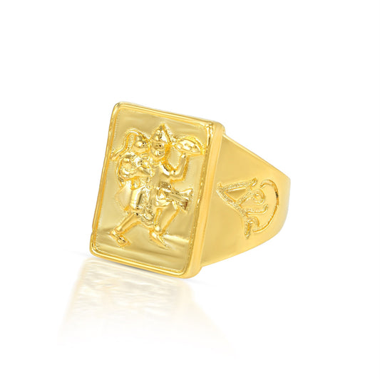 Goldplated Hanuman Men Fingerring Hindu Jewellery