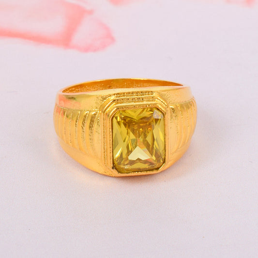 Goldplated Yellow Sapphire PUKHRAJ Finger ring Men