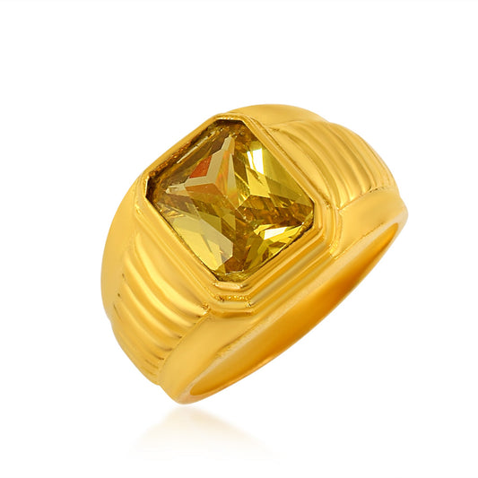 Goldplated Yellow Sapphire PUKHRAJ Finger ring Men