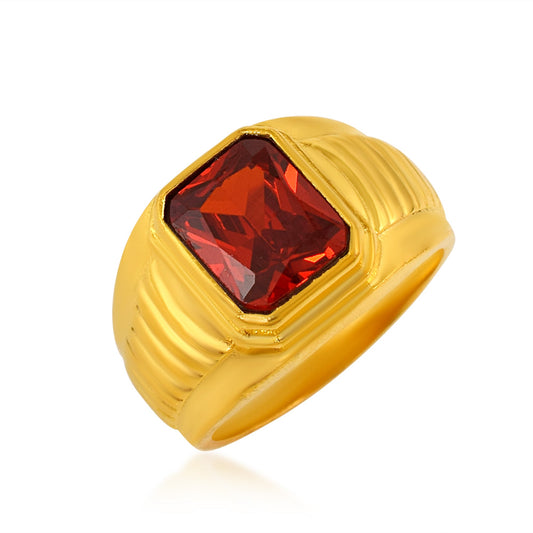 Goldplated Faux Ruby Manik NEELAM Men Finger ring