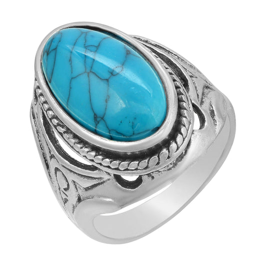 Silverplated Firoza Finger ring Unisex (ORNI8116)