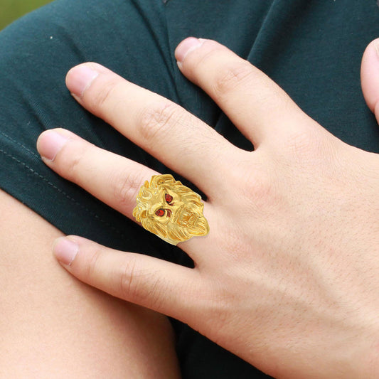 Brass Gold plated, Lion Head, Macho,design Finger ring